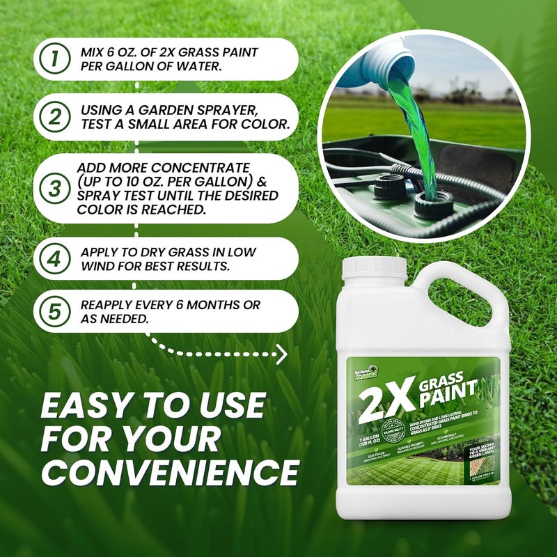 Not Rocket Sciences 2X Green Grass Paint for Lawn, Ideal Turf Paint for Grass & Green Lawn Paint to Renew Discolored Lawns, Concentrated Grass Spray Paint, Green Grass Lawn Spray for Vibrant, Green Lawns, 1 Gallon - Image 5